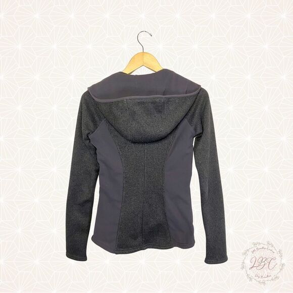 Athleta Full Asymmetrical Zip Hoodie Jacket Charcoal Gray Thumbholes - Picture 5 of 14